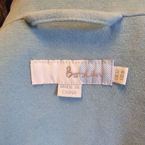 Boden Duffle Toggle Coat Womens US 8 UK 12 Aqua Blue Sherpa Lined Hooded Jacket - Picture 4 of 7